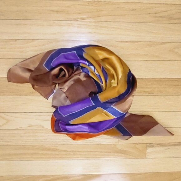Yves Saint Laurent vintage silk colorblock geometric scarf 34" EUC - Picture 4 of 6